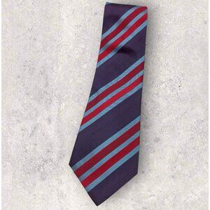 KITON 7Fold Shantung Silk Tie ITALY Purple Red Striped W:3.7" EUC